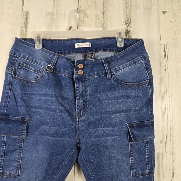 Simplyoung high rise cargo skinny ankle denim jeans women's plus size 14 - Picture 5 of 10